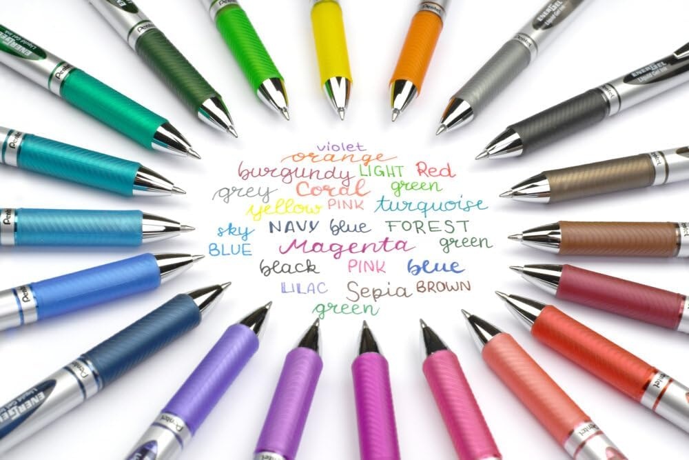 image:imagePentel EnerGel RTX Retractable Liquid Gel Pen 07mm Metal Tip Medium Line Lime Green Ink Box of 12 BL77K