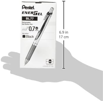 image:imagePentel EnerGel RTX Retractable Liquid Gel Pen 07mm Metal Tip Medium Line Navy Blue Ink Box of 12 BL77CABlack