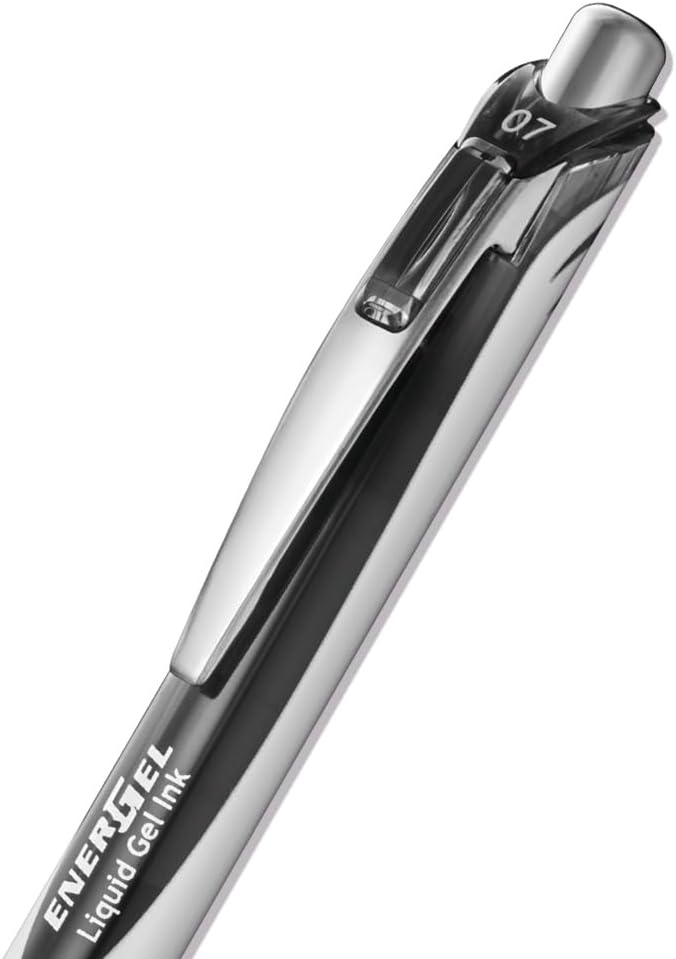 image:imagePentel EnerGel RTX Retractable Liquid Gel Pen 07mm Metal Tip Medium Line Navy Blue Ink Box of 12 BL77CABlack
