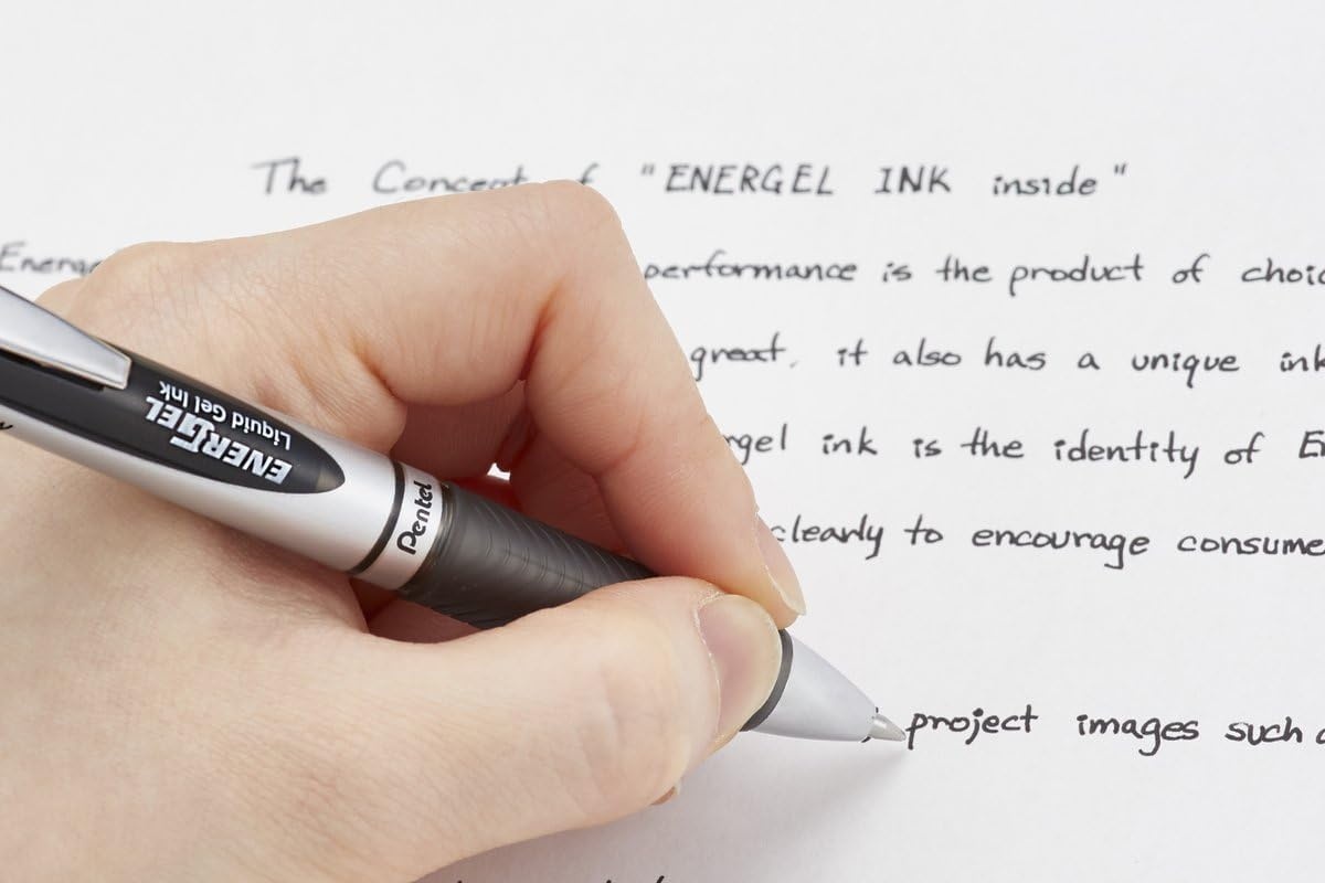 image:imagePentel EnerGel RTX Retractable Liquid Gel Pen 07mm Metal Tip Medium Line Navy Blue Ink Box of 12 BL77CABlack
