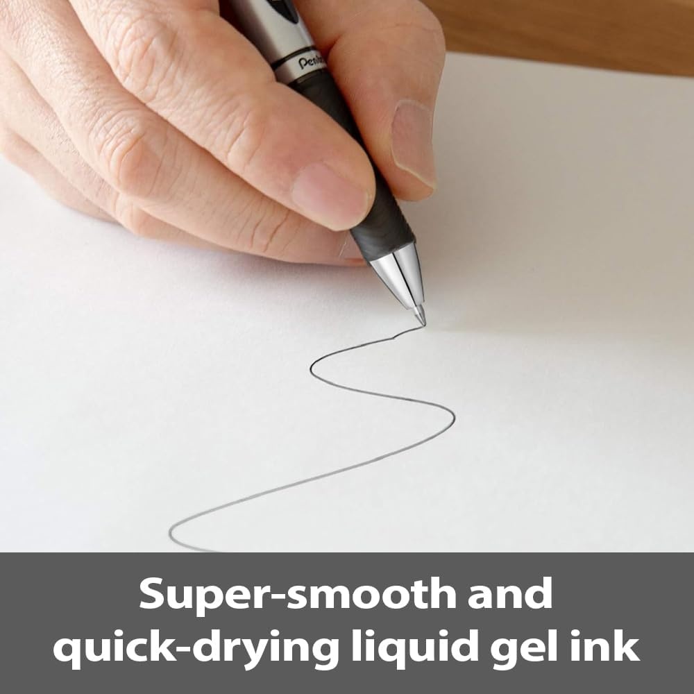 image:imagePentel EnerGel RTX Retractable Liquid Gel Pen 07mm Metal Tip Medium Line Navy Blue Ink Box of 12 BL77CABlack
