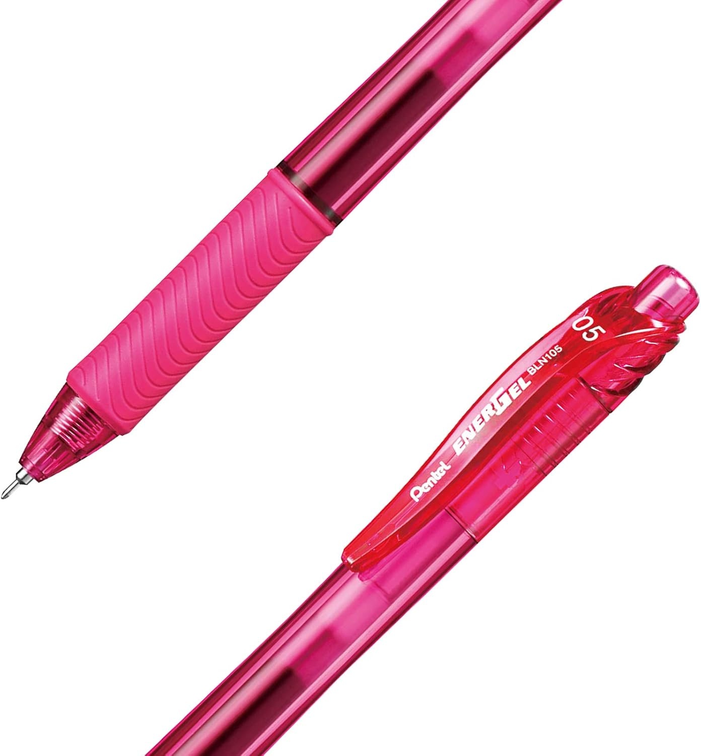image:imagePentel EnerGelX Retractable Liquid Gel Pen 05mm Needle Tip Fine Line Pink Ink Box of 12 BLN105P