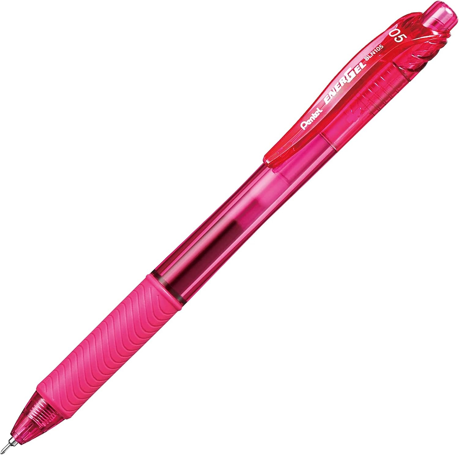 image:imagePentel EnerGelX Retractable Liquid Gel Pen 05mm Needle Tip Fine Line Pink Ink Box of 12 BLN105P