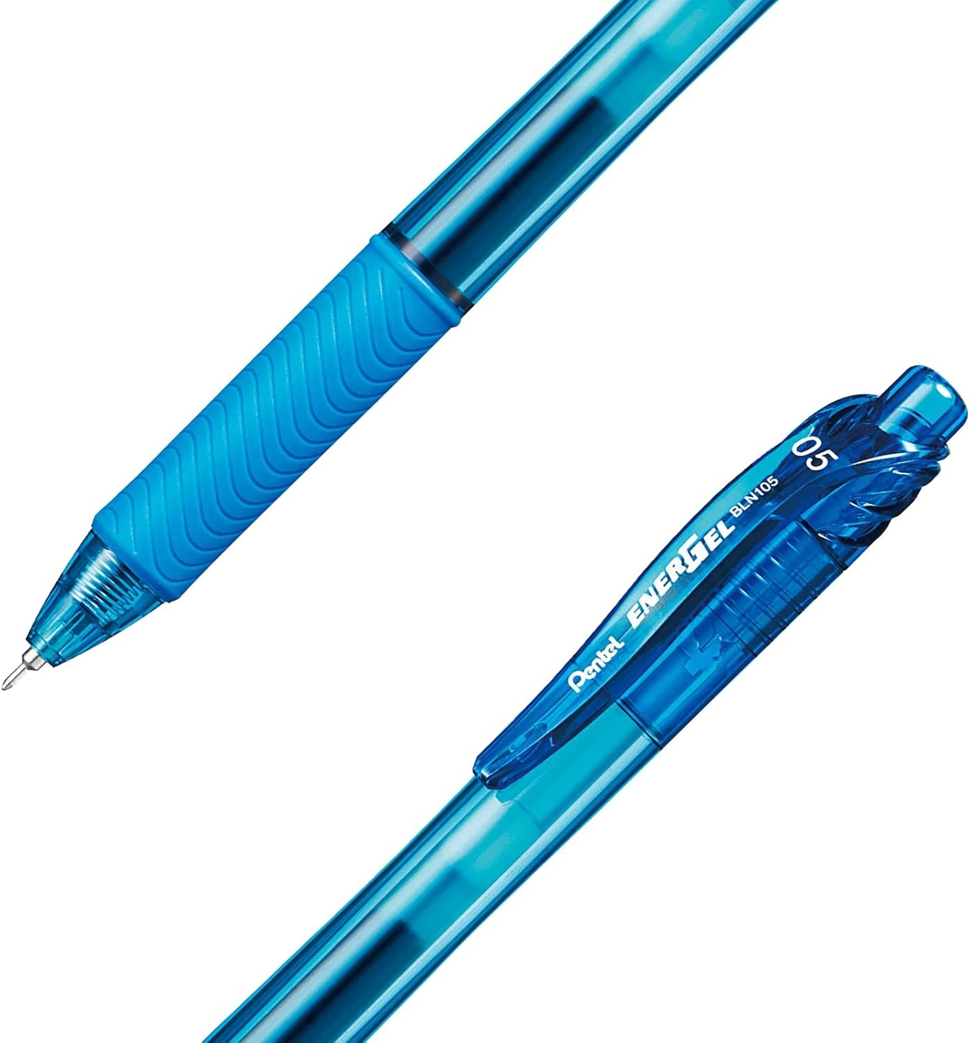 image:imagePentel EnerGelX Retractable Liquid Gel Pen 05mm Needle Tip Fine Line Sky Blue Ink Box of 12 BLN105S
