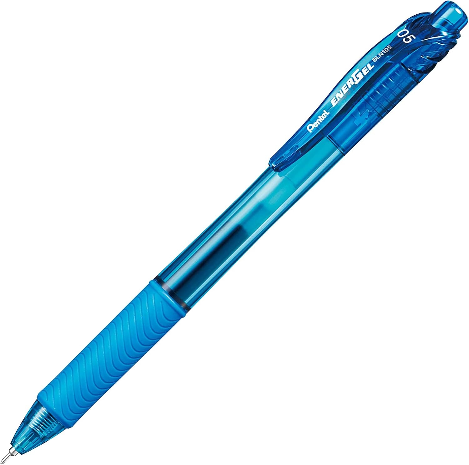 image:imagePentel EnerGelX Retractable Liquid Gel Pen 05mm Needle Tip Fine Line Sky Blue Ink Box of 12 BLN105S