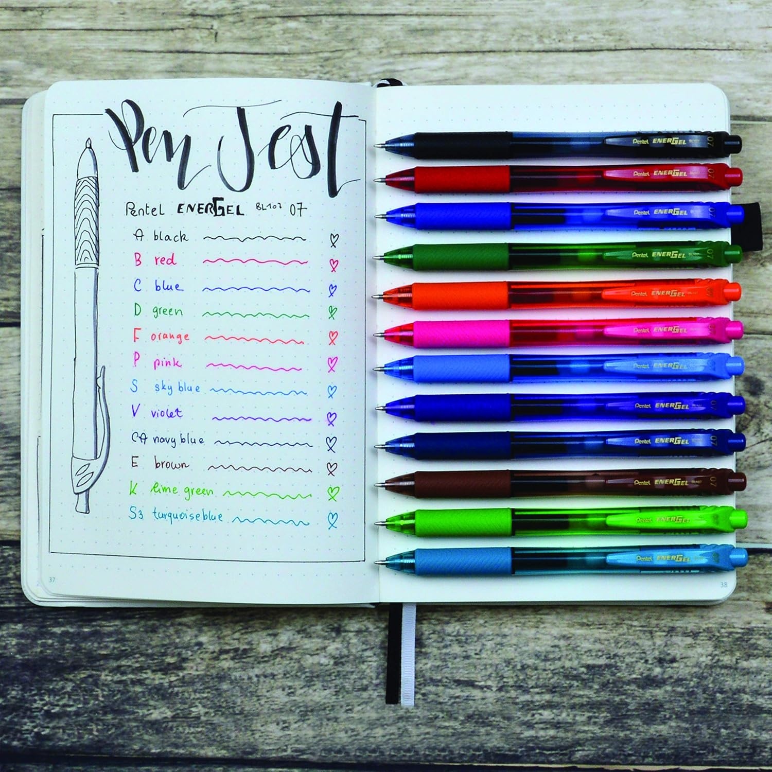 image:imagePentel EnerGelX Retractable Liquid Gel Pen 10mm Bold Line Black Ink Box of 12 BL110A