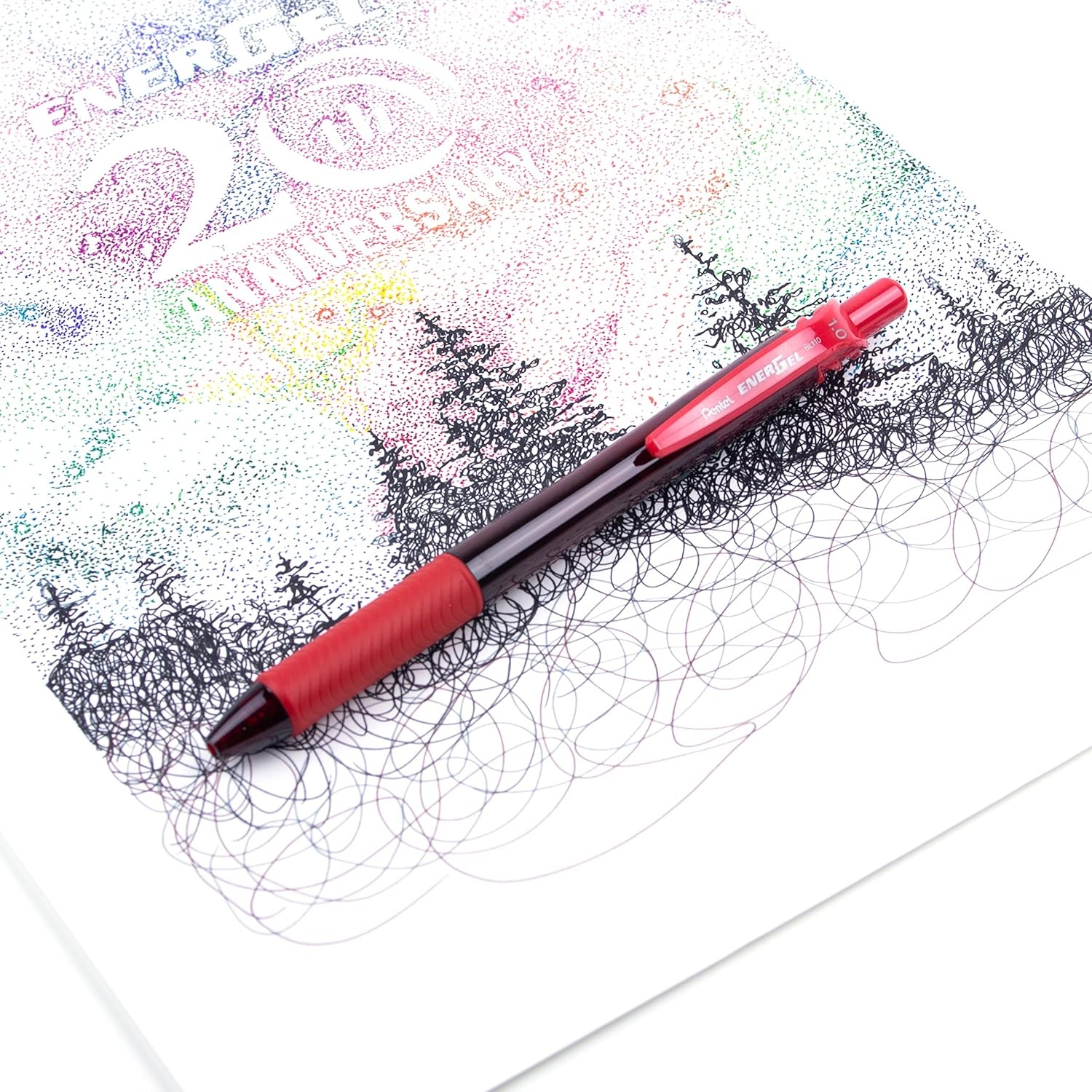 image:imagePentel EnerGelX Retractable Liquid Gel Pen 10mm Metal Tip Red Ink Box of 12 BL110B