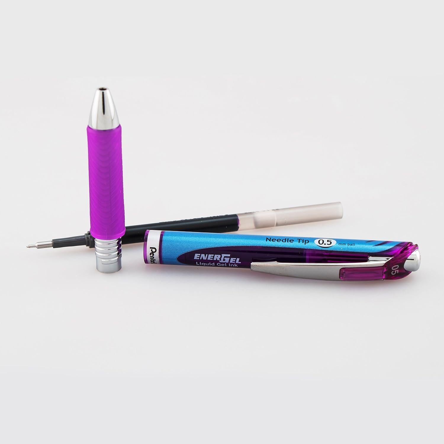 image:imagePentel Gel Ink Pen EnerGel RTX Retractable Gel Pen 05mm Needle Tip Black Ink 2 Pack BLN75BP2AViolet