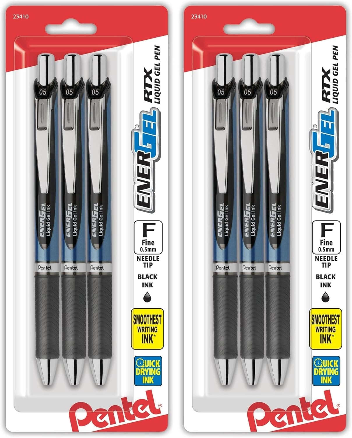 image:imagePentel Gel Ink Pen EnerGel RTX Retractable Gel Pen 05mm Needle Tip Red Ink 3 Pack BLN75BP3BBlack