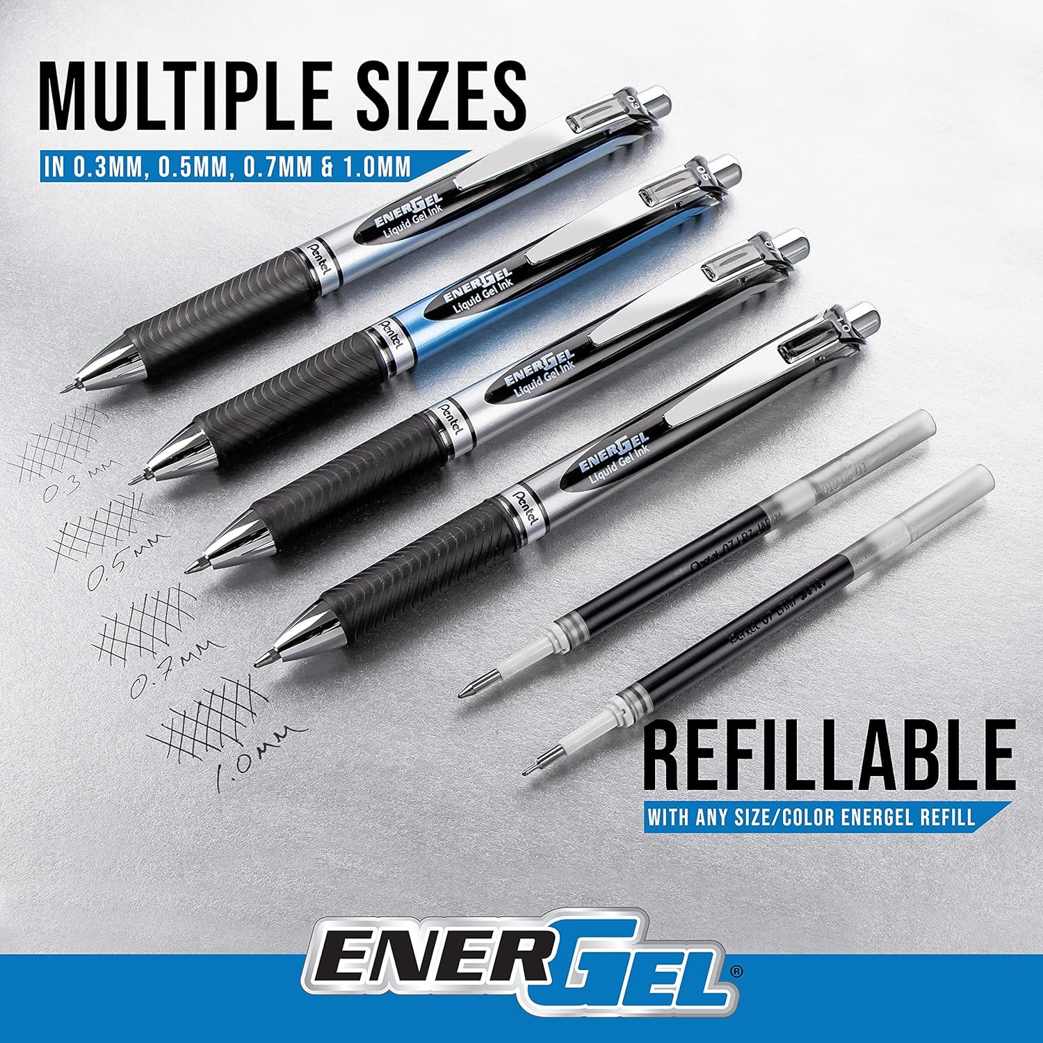 image:imagePentel Gel Ink Pen EnerGel RTX Retractable Gel Pen 05mm Needle Tip Red Ink 3 Pack BLN75BP3BViolet