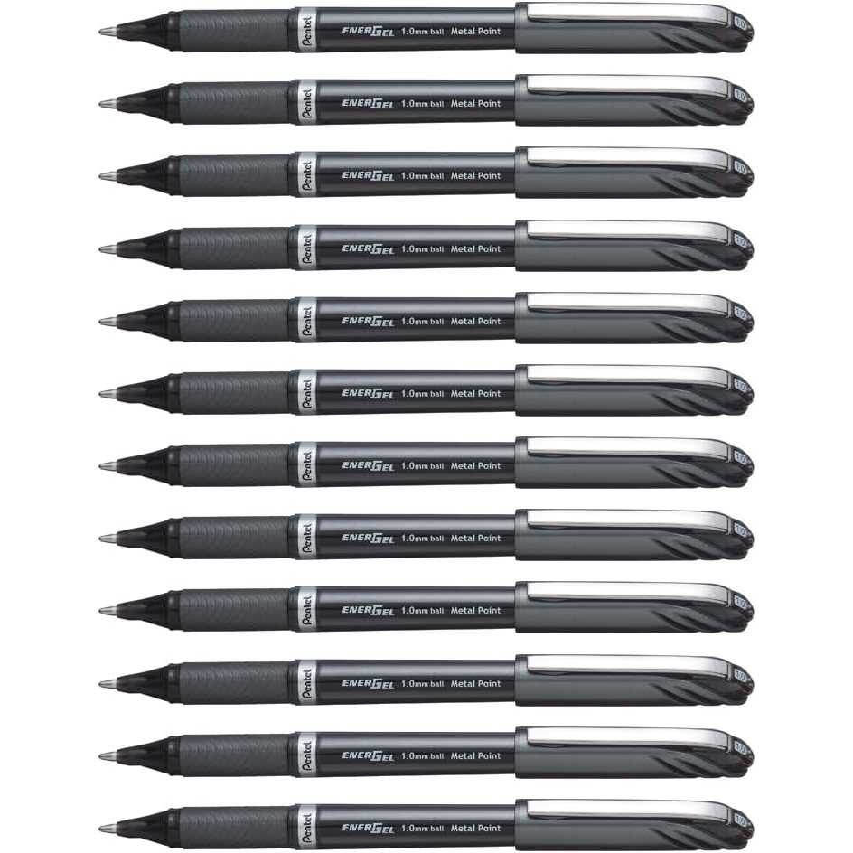 image:imagePentel ENERGEL NV Liquid Gel Pen 10mm Bold Line Capped Metal Tip Red Ink Box of 12 BL30BBlack
