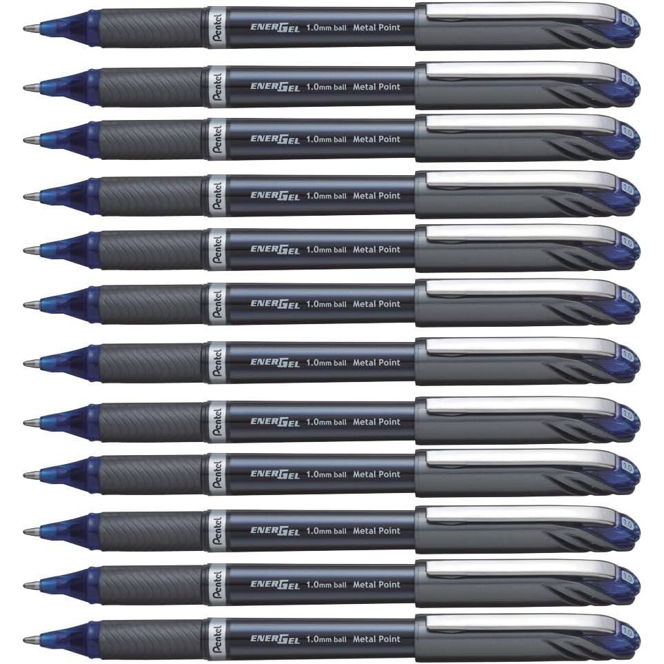 image:imagePentel ENERGEL NV Liquid Gel Pen 10mm Bold Line Capped Metal Tip Red Ink Box of 12 BL30BGray