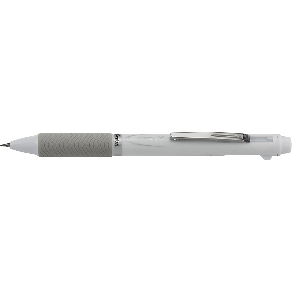 image:imagePentel EnerGel 2S MultiFunction 2Ink Pencil 05mm Fine Line BlackRed Ink05mm Pencil White Barrel BLW355WWhite