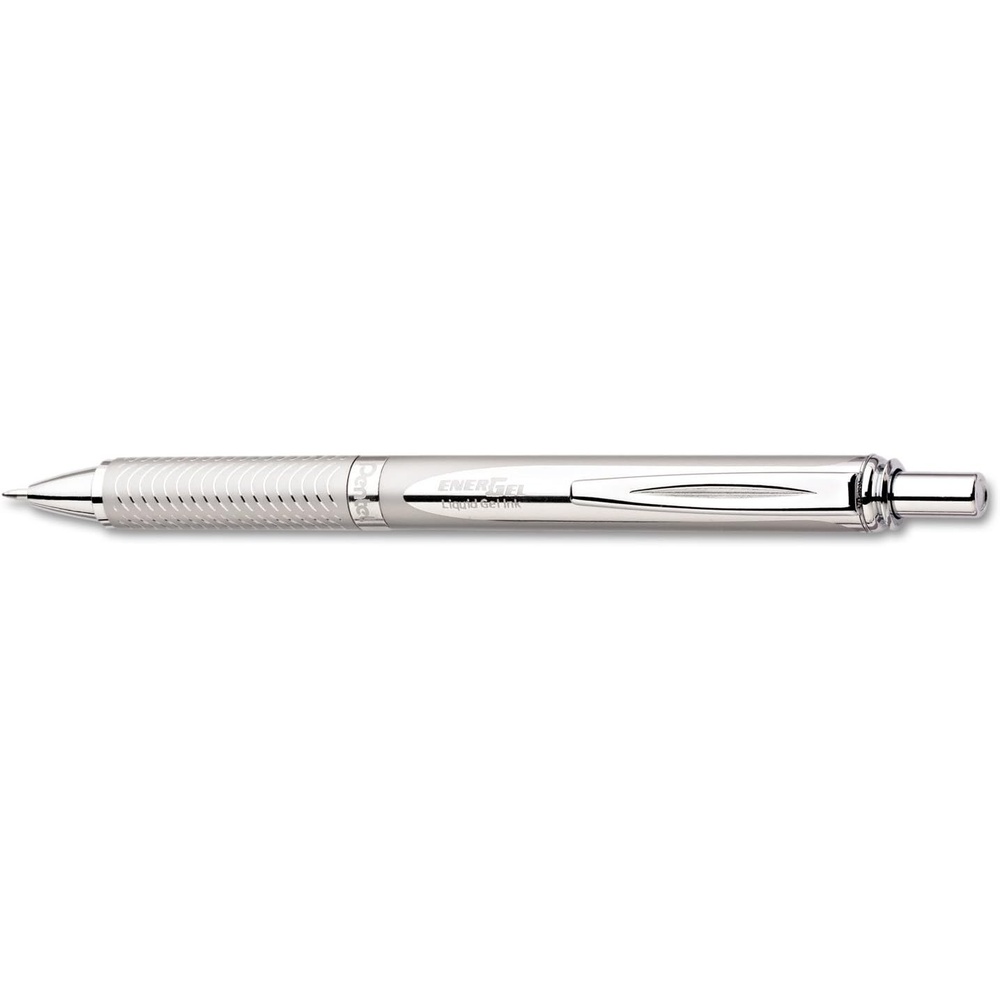 image:imagePentel EnerGel Alloy Retractable Liquid Gel Pen Red Barrel Black Ink 1 pack BL407BASilver