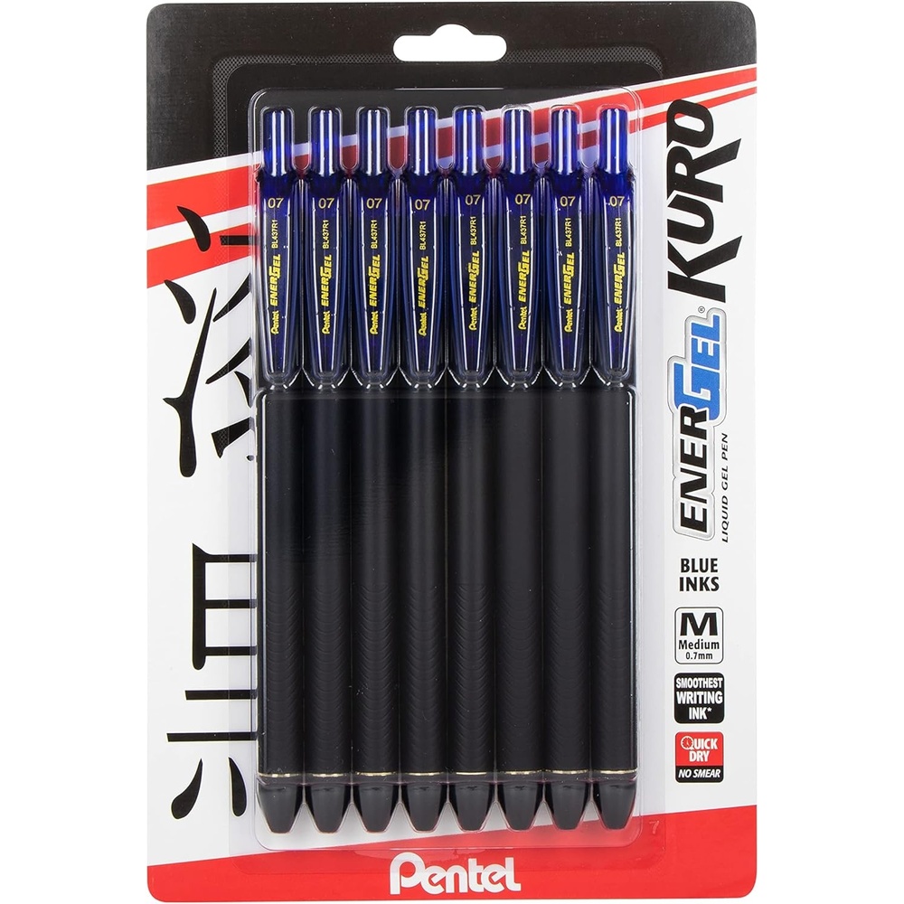 image:imagePentel EnerGel Kuro Liquid Gel Pen 07mm Medium line Blue Ink 8 Pack