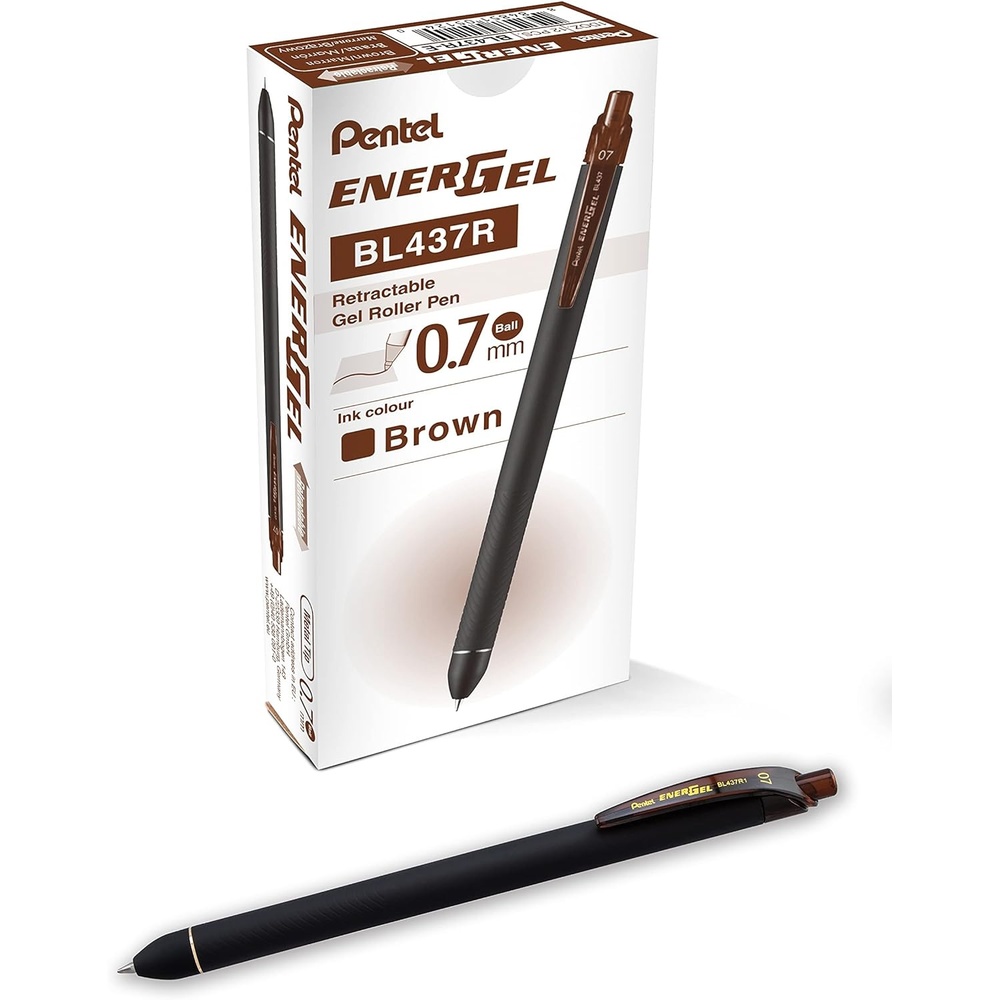 image:imagePentel EnerGel Kuro Liquid Gel Pen 07mm Medium line Orange Ink 12 Pack BL437R1FBrown