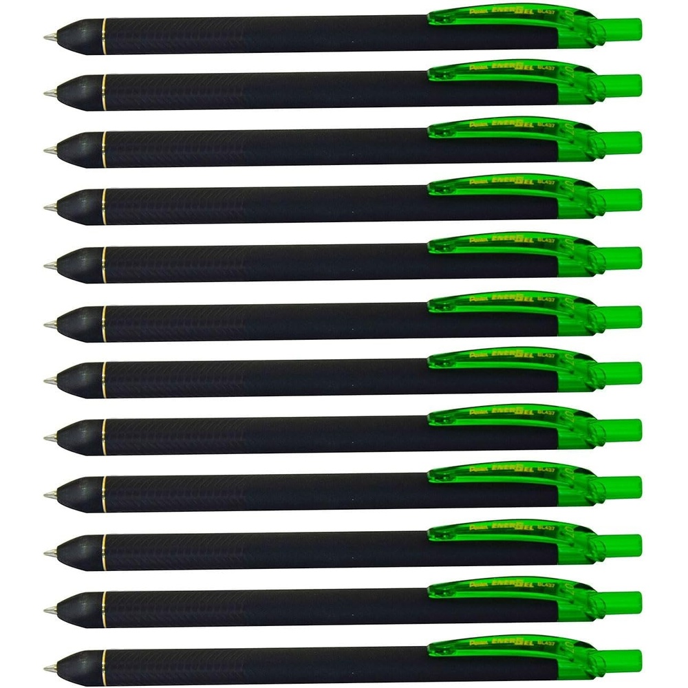 image:imagePentel EnerGel Kuro Liquid Gel Pen 07mm Medium line Orange Ink 12 Pack BL437R1FLime Green