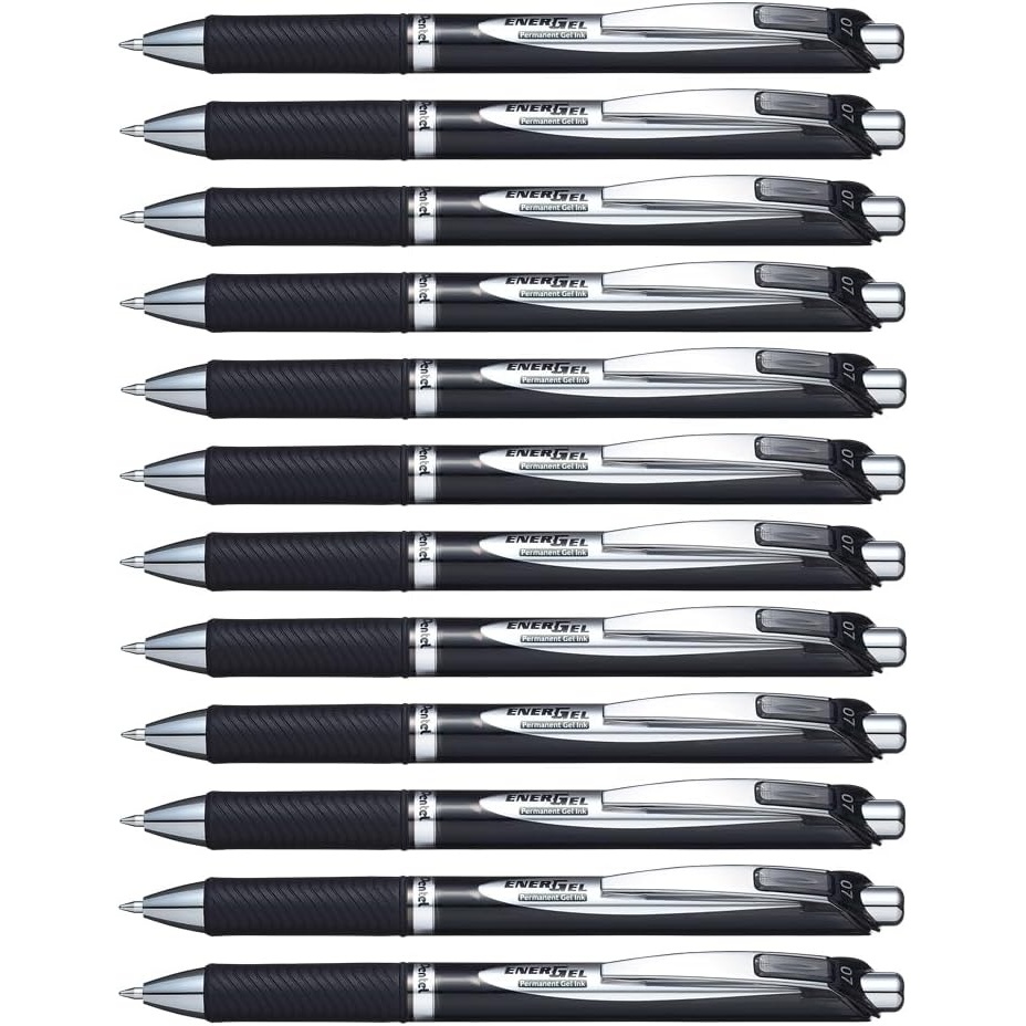 image:imagePentel EnerGel PRO Permanent Gel Pen 07mm Medium Line Red Ink Box of 12 Pens BLP77BBlack