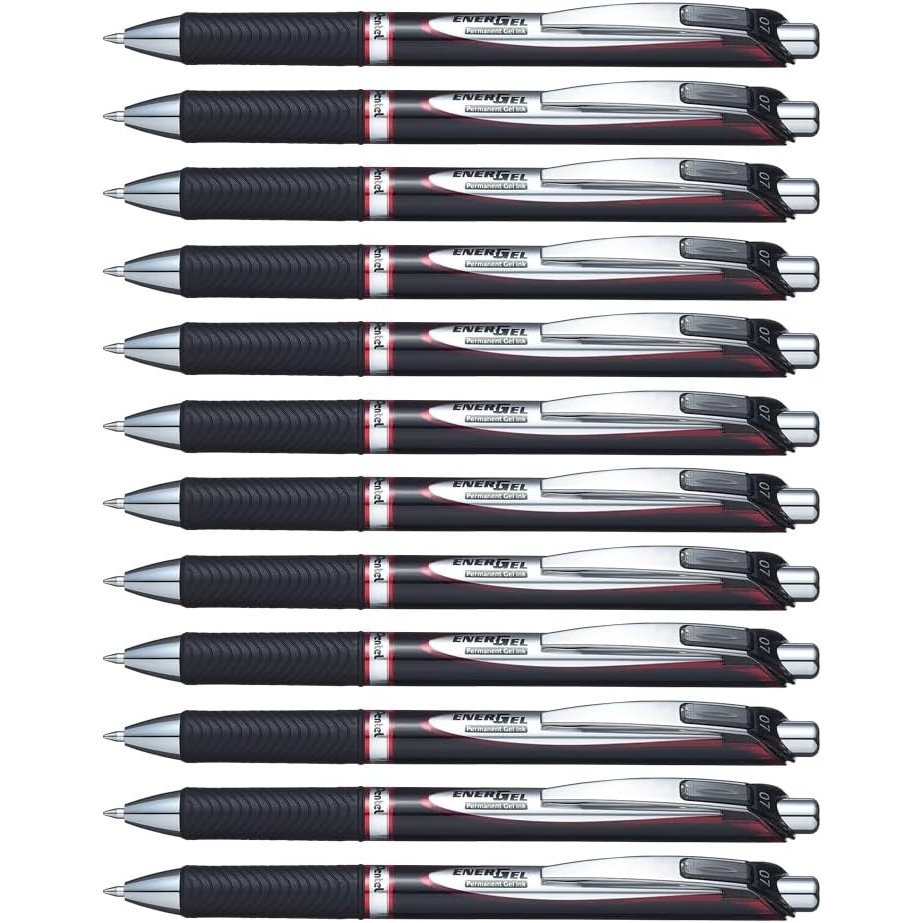 image:imagePentel EnerGel PRO Permanent Gel Pen 07mm Medium Line Red Ink Box of 12 Pens BLP77BRed
