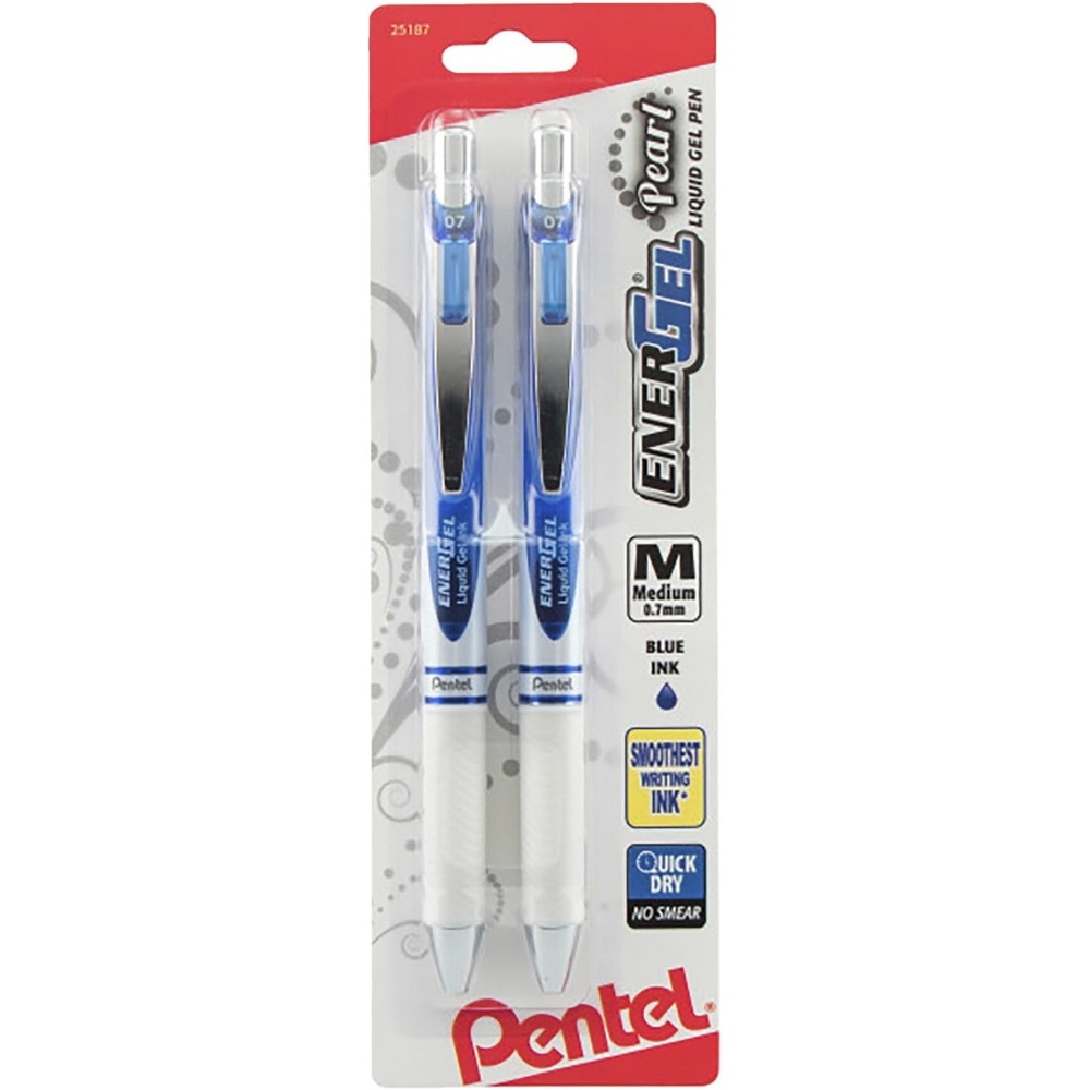 image:imagePentel EnerGel Pearl Deluxe RTX Retractable Liquid Gel Pen 07mm Accent Black Ink 2 Pack BL77WBP2ABlue