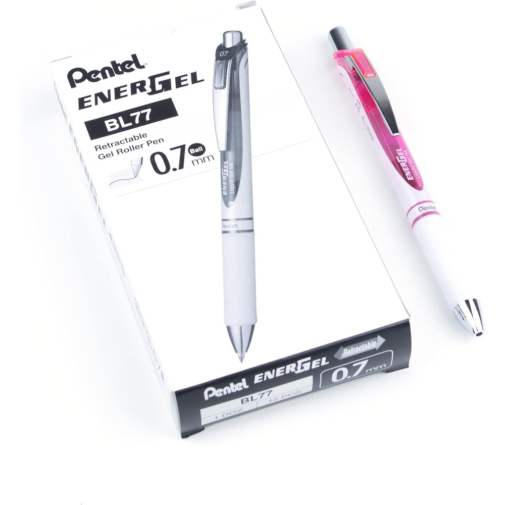 image:imagePentel EnerGel Pearl Deluxe RTX Retractable Liquid Gel Pen 07mm Accent Violet Ink Box of 12 BL77PWVPink