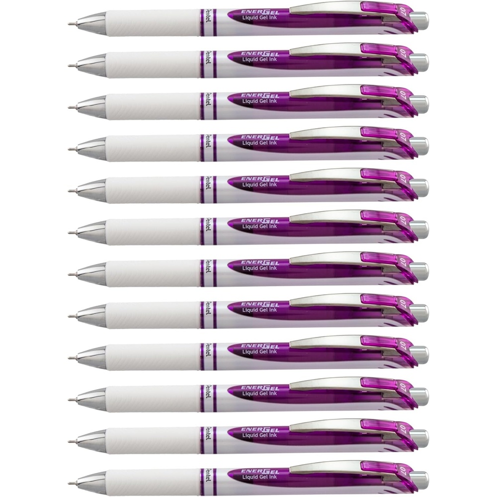 image:imagePentel EnerGel Pearl RTX Retractable Liquid Gel Pen 07mm Medium Line Needle Tip Black Ink 12 pack BLN77PWAViolet