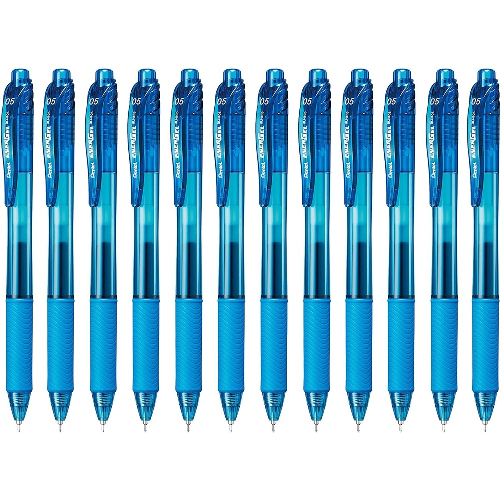 image:imagePentel EnerGelX Retractable Liquid Gel Pen 05mm Needle Tip Fine Line Sky Blue Ink Box of 12 BLN105S
