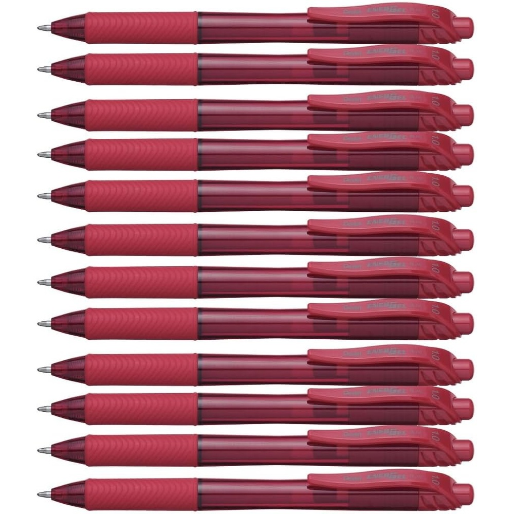 image:imagePentel EnerGelX Retractable Liquid Gel Pen 10mm Metal Tip Red Ink Box of 12 BL110B