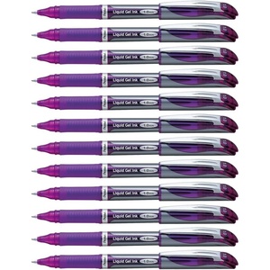 image:imagePentel ENERGEL Deluxe Liquid Gel Pen Bold Line Metal Tip Violet Ink Box of 12 BL60VViolet