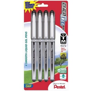 image:imagePentel ENERGEL NV Liquid Gel Pen 07mm Metal Tip Black Ink 4 Pack BL27BP4ABlack