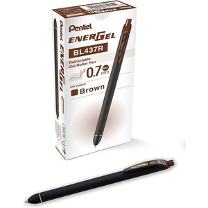 image:imagePentel EnerGel Kuro Liquid Gel Pen 07mm Medium line Orange Ink 12 Pack BL437R1FBrown