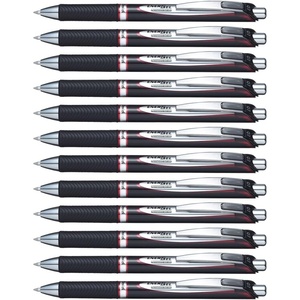 image:imagePentel EnerGel PRO Permanent Gel Pen 07mm Medium Line Red Ink Box of 12 Pens BLP77BRed