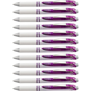 image:imagePentel EnerGel Pearl RTX Retractable Liquid Gel Pen 07mm Medium Line Needle Tip Black Ink 12 pack BLN77PWAViolet