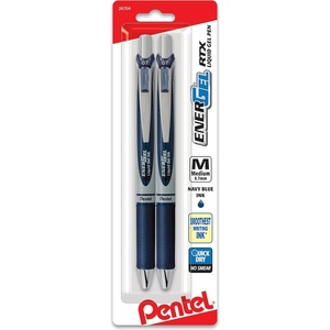 image:imagePentel EnerGel RTX Retractable Liquid Gel Pen 07mm Medium Line Metal Tip Green Ink Pack of 2 BL77BP2DNavy Blue