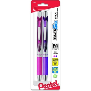 image:imagePentel EnerGel RTX Retractable Liquid Gel Pen 07mm Medium Line Metal Tip Green Ink Pack of 2 BL77BP2DPinkViolet
