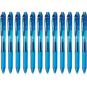 image:imagePentel EnerGelX Retractable Liquid Gel Pen 05mm Needle Tip Fine Line Sky Blue Ink Box of 12 BLN105S