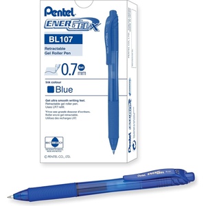 image:imagePentel EnerGelX Retractable Liquid Gel Pen 07mm Metal Tip Sky Blue Ink Box of 12 BL107SBlue