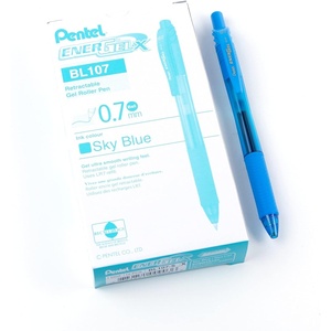 image:imagePentel EnerGelX Retractable Liquid Gel Pen 07mm Metal Tip Sky Blue Ink Box of 12 BL107SSky Blue