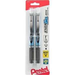 image:imagePentel Gel Ink Pen EnerGel RTX Retractable Gel Pen 05mm Needle Tip Black Ink 2 Pack BLN75BP2ABlack