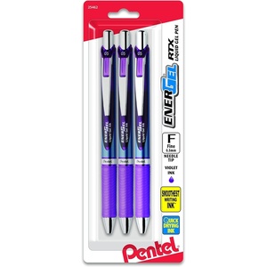 image:imagePentel Gel Ink Pen EnerGel RTX Retractable Gel Pen 05mm Needle Tip Red Ink 3 Pack BLN75BP3BViolet