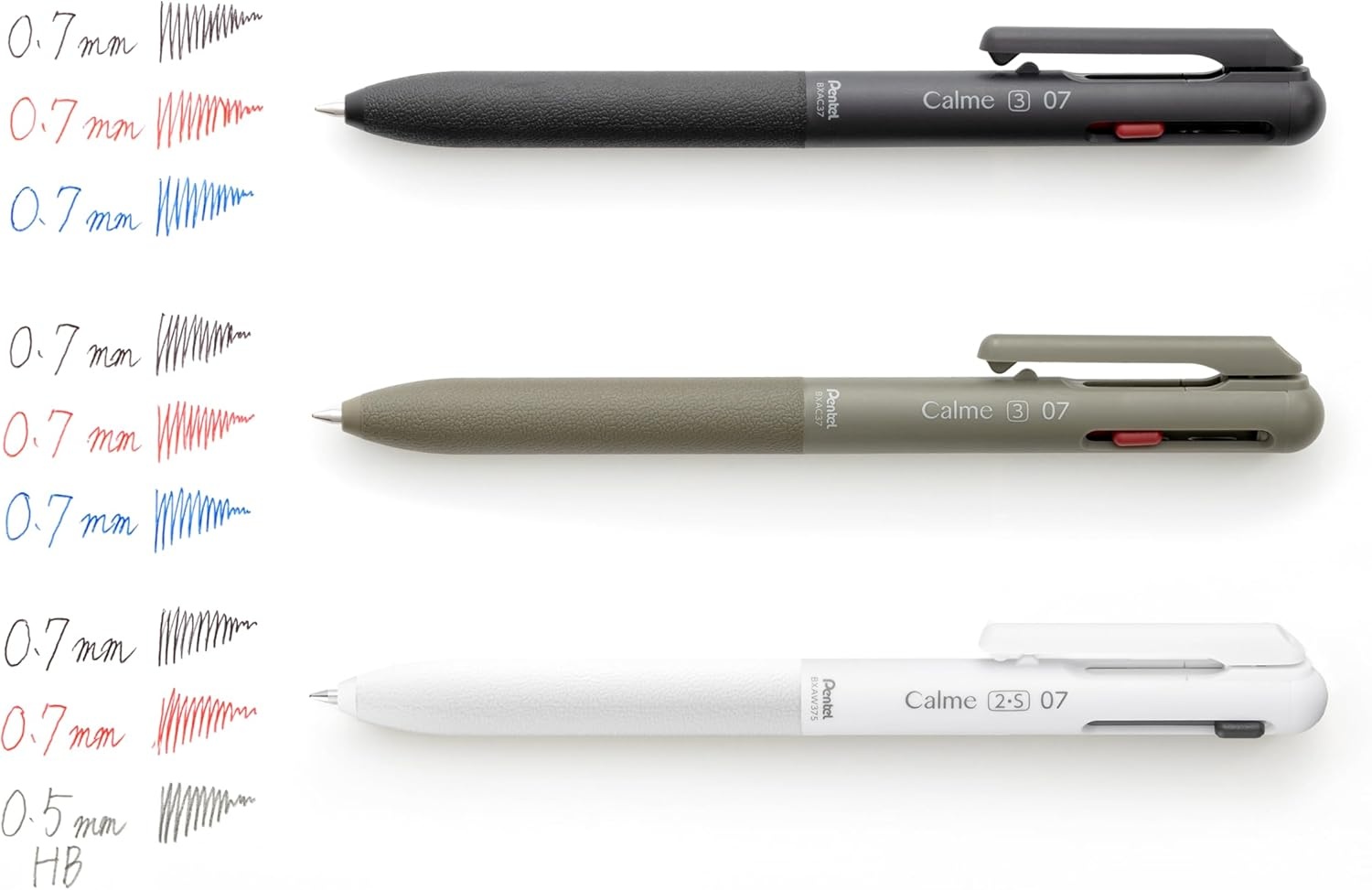 image:imagePentel XBXAC35W Calme TriColor Ballpoint Pen 002 inches 05 mm Grayish White 5 PiecesBlack Axle10