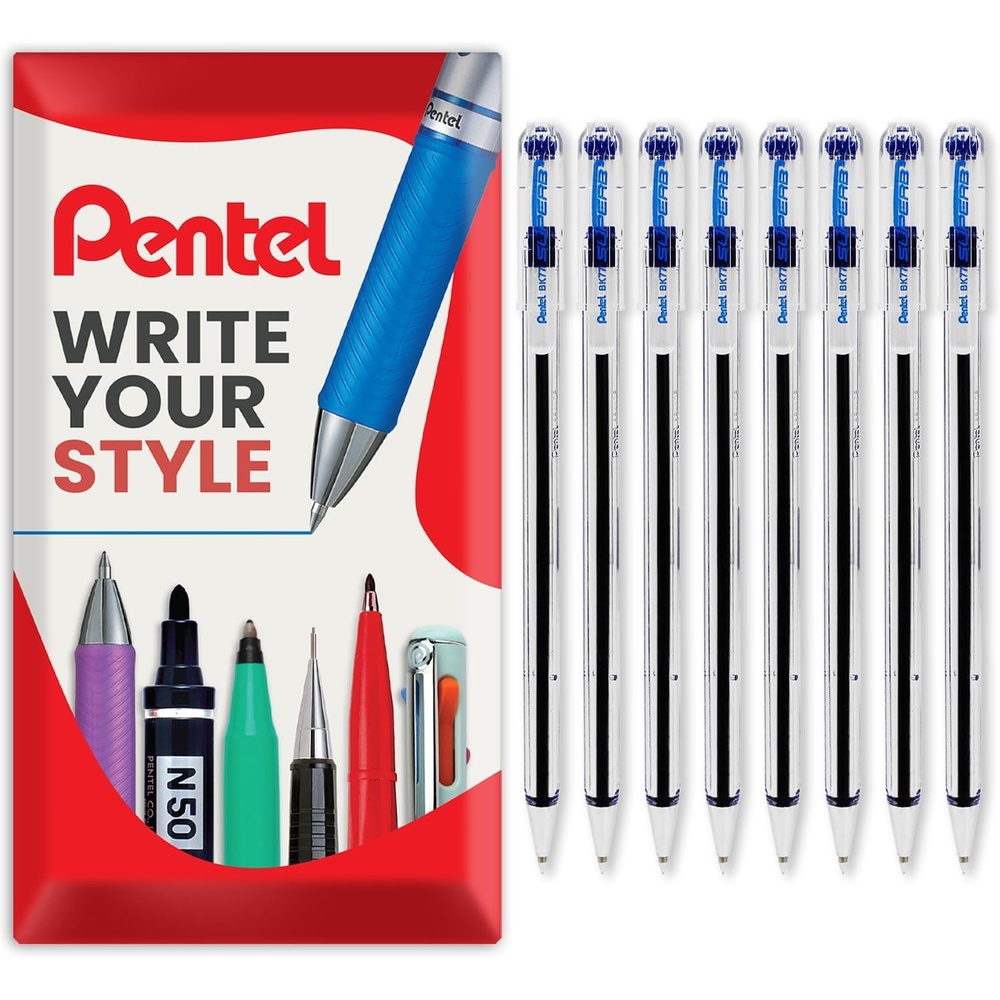image:imagePentel Superb Ballpoint Pen Ball Point Pens 07mm Nib Tip 025mm Line Width Fine Line Refillable Ink BK77 Blue Ink In Envelope Gift Packaging Pack of 88