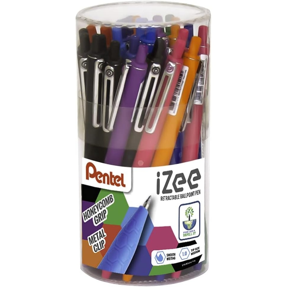 image:imagePentel iZee Retractable 10mm Ballpoint Assorted 30pc Tub