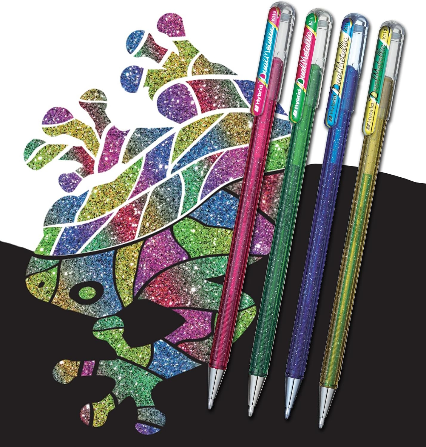 image:imagePentel Hybrid Dual Metallic Gel Ink Rollerball Pens Pastel Metallic K110 Light Purple Red amp Metallic Blue Pack of 12Violet clair Rouge Bleu mtallique