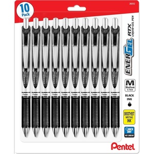 image:imagePentel Energel 07 mm RTX Retractable Black Ink Pens  Medium Point Metal Tip Pack of 10Metal Tip 07mm Pack of 10